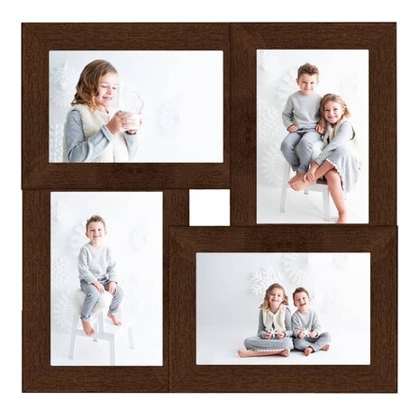 Fotolijst voor 4x(10x15 cm) foto MDF donkerbruin