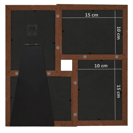 Fotolijst voor 4x(10x15 cm) foto MDF donkerbruin