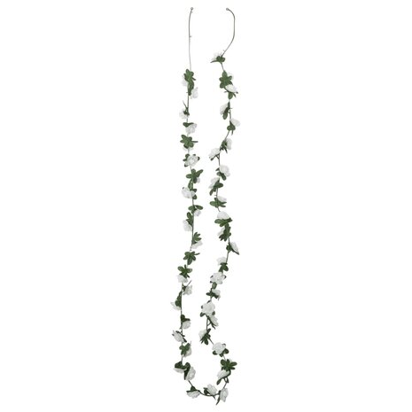 Kerstslingers met bloemen 6 st 240 cm wit