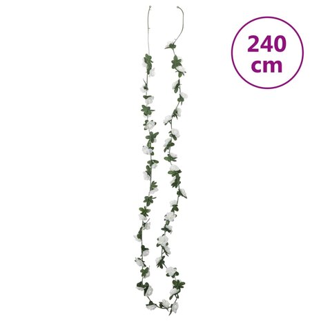 Kerstslingers met bloemen 6 st 240 cm wit