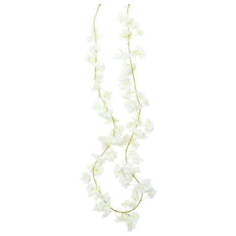 Kerstslingers met bloemen 6 st 180 cm wit