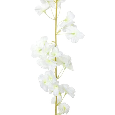 Kerstslingers met bloemen 6 st 180 cm wit