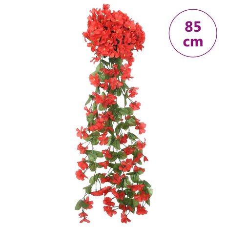 Kerstslingers met bloemen 3 st 85 cm rood