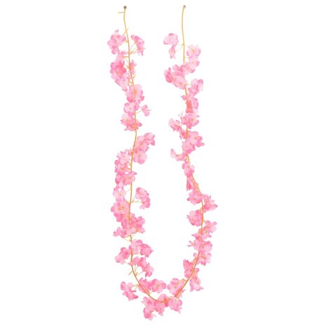 Kerstslingers met bloemen 6 st 180 cm donkerroze