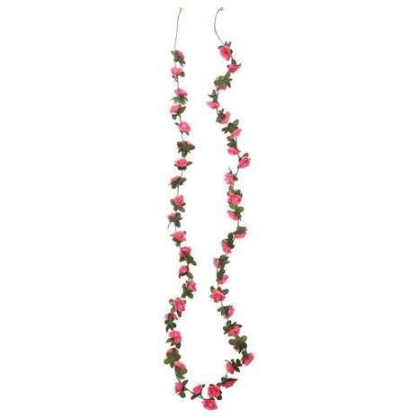 Kerstslingers met bloemen 6 st 240 cm roodroze
