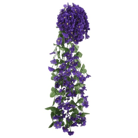 Kerstslingers met bloemen 3 st 85 cm donkerpaars