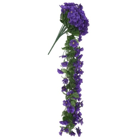 Kerstslingers met bloemen 3 st 85 cm donkerpaars