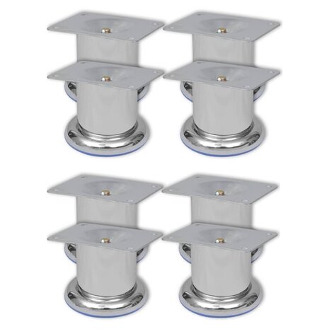 Bankpoten 8 st rond 60 mm chroomkleurig
