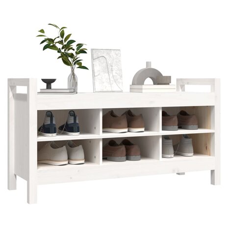 Halbankje 110x40x60 cm massief grenenhout wit
