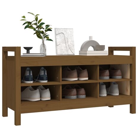 Halbankje 110x40x60 cm massief grenenhout honingbruin