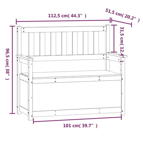 Bankje 112,5x51,5x96,5 cm massief grenenhout zwart